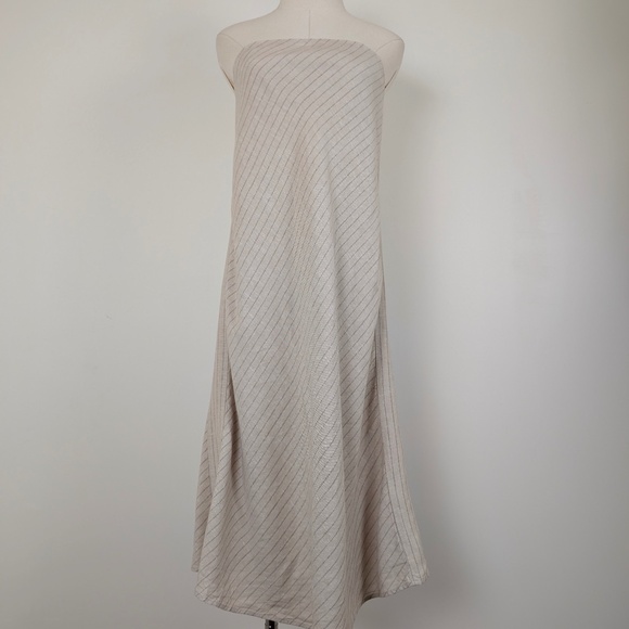 Banana Republic Striped Linen Blend Midi Tube Dress Strapless Sleeveless Bias - Picture 4 of 15